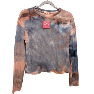 Women's NWT Heart & Hips plush knit sweater, blue/multi, size M